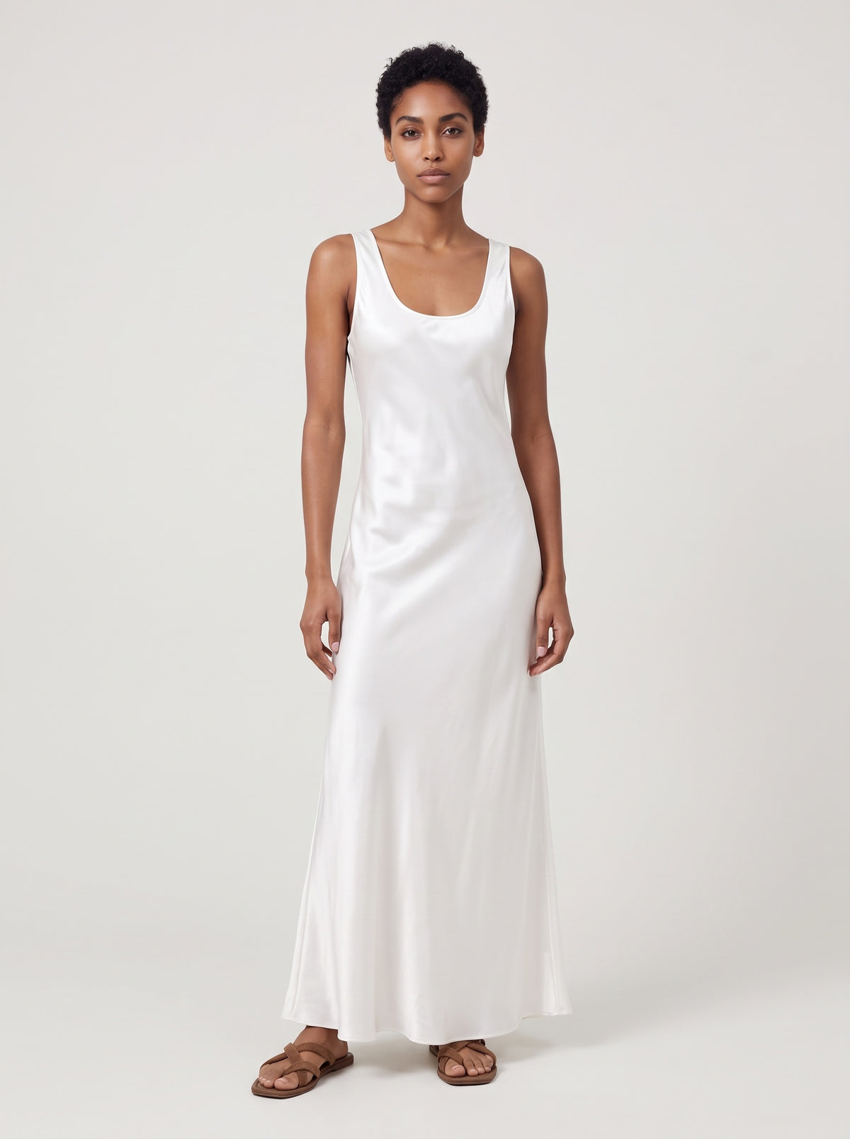Satin Scoop Neck Maxi Dress