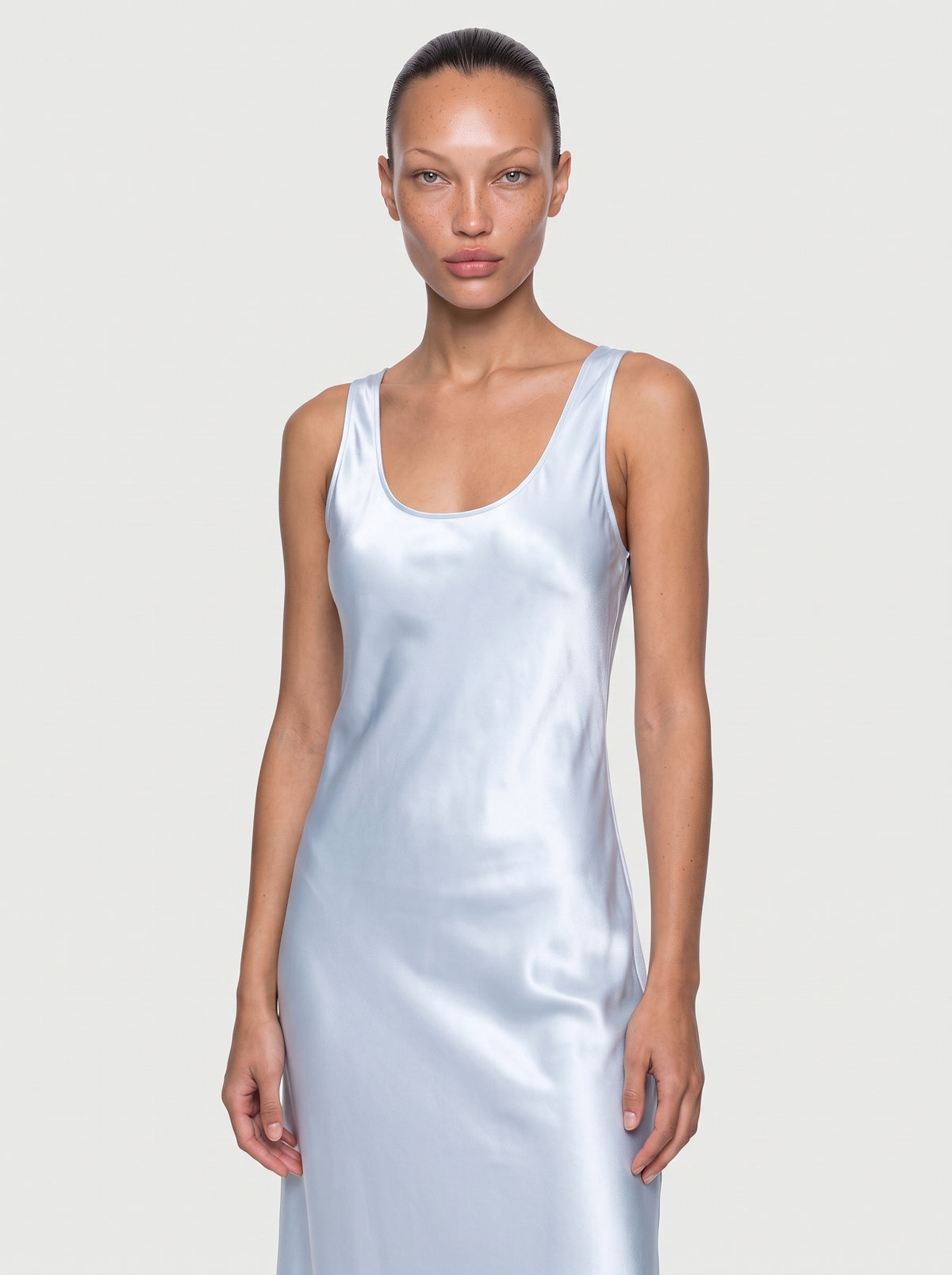 Satin Scoop Neck Maxi Dress