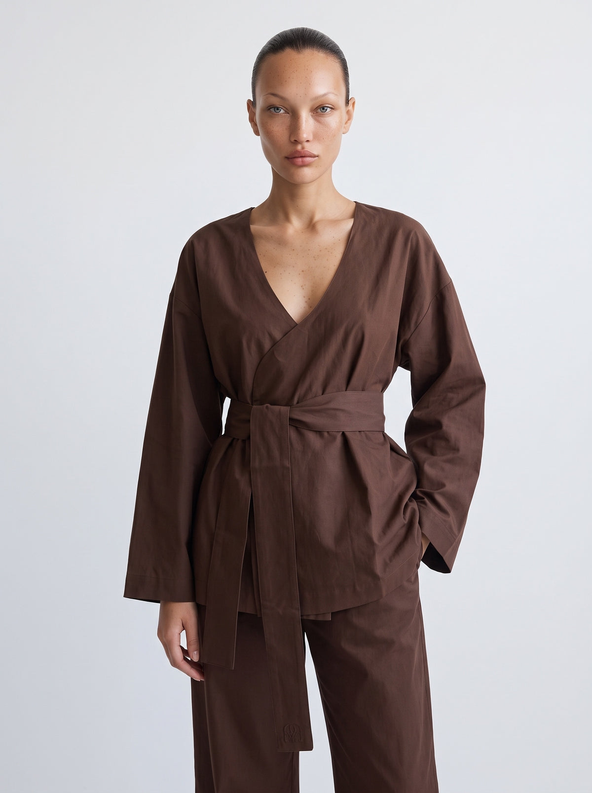 Linen blend kimono shirt