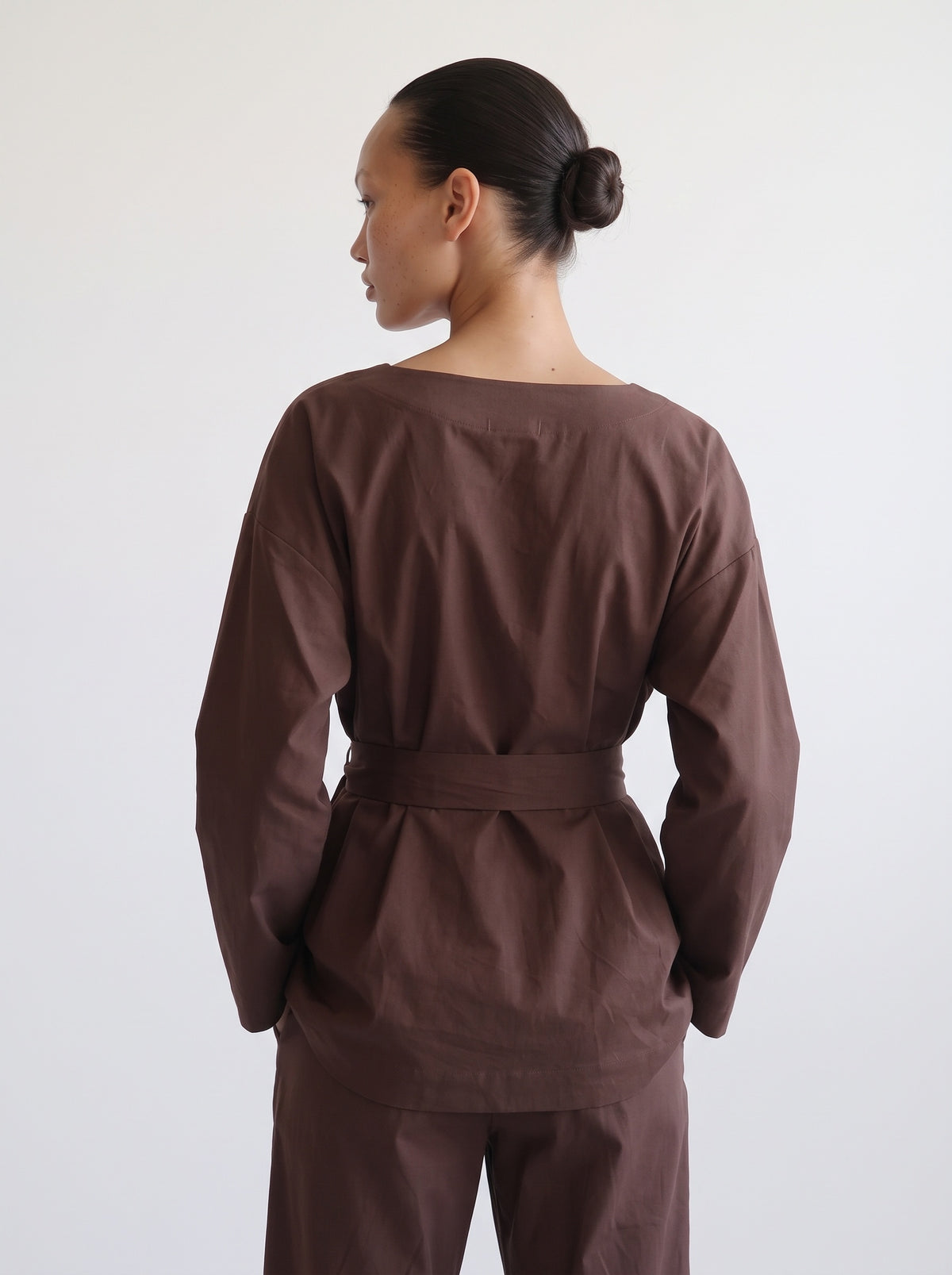 Linen blend kimono shirt