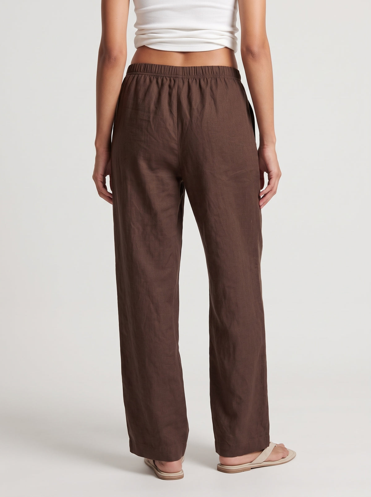 Linen blend straight pants