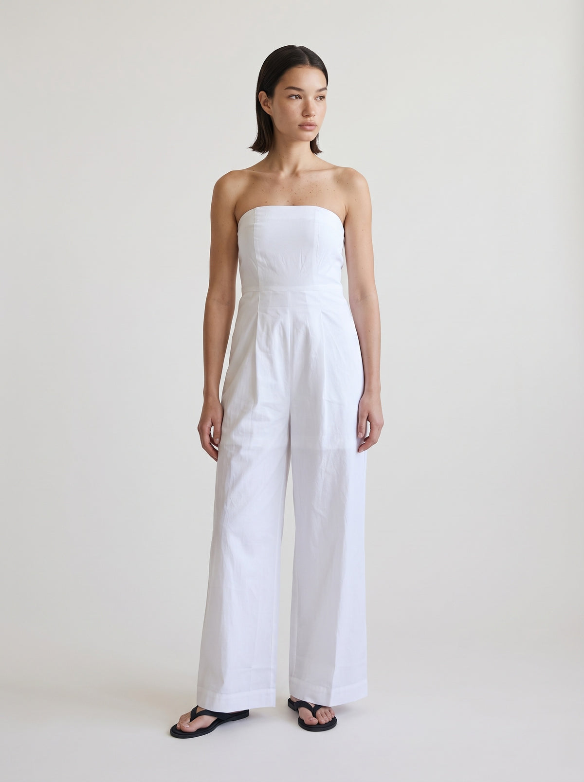 Linen blend Strapless jumpsuit