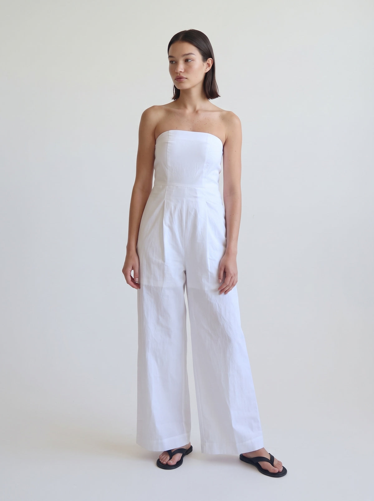 Linen blend Strapless jumpsuit