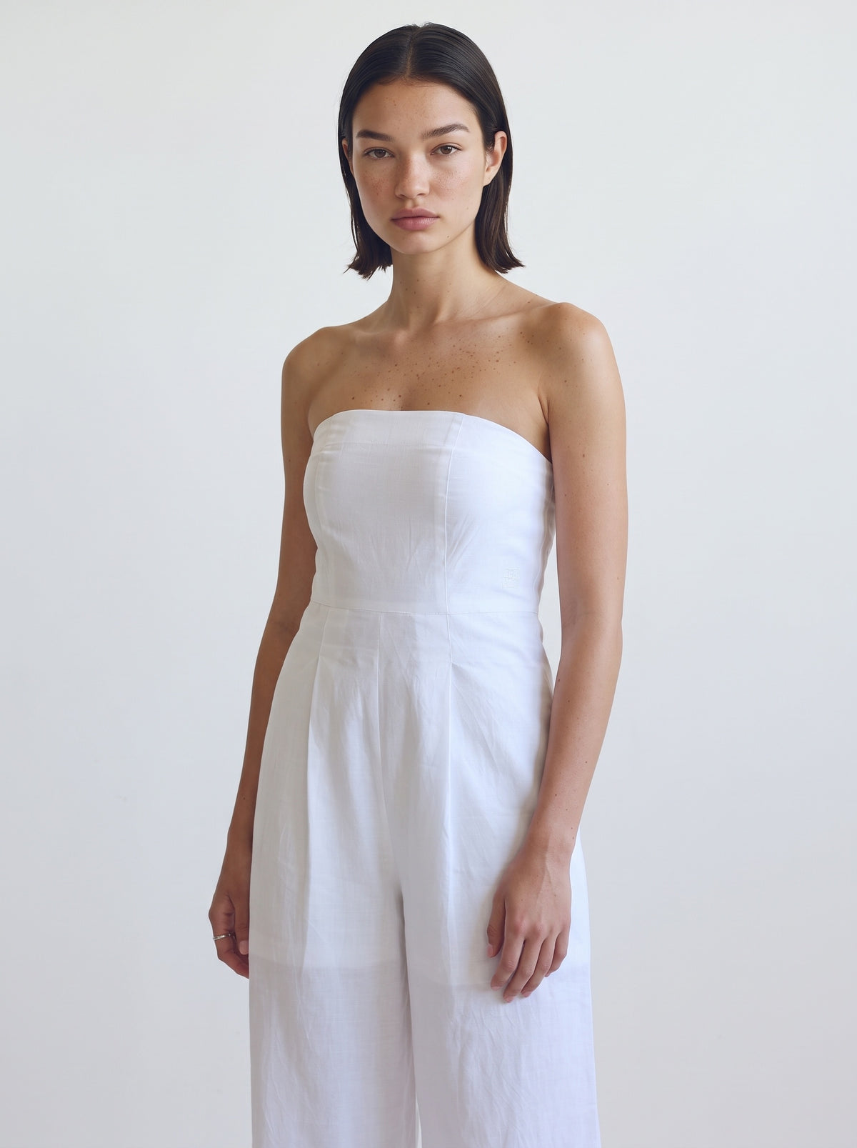 Linen blend Strapless jumpsuit