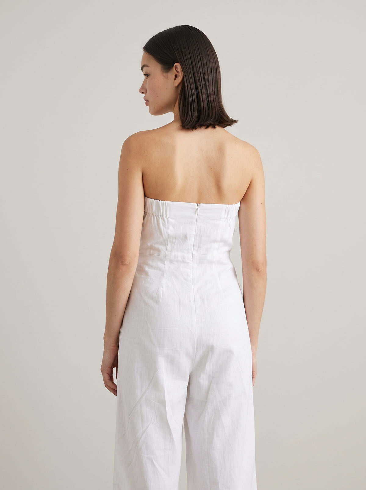 Linen blend Strapless jumpsuit