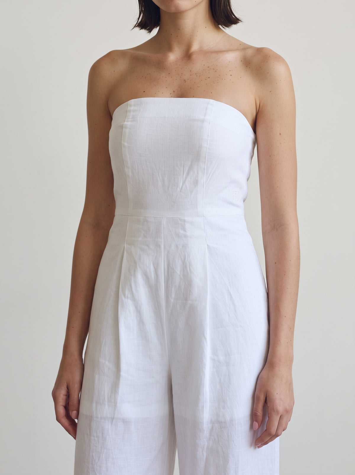 Linen blend Strapless jumpsuit