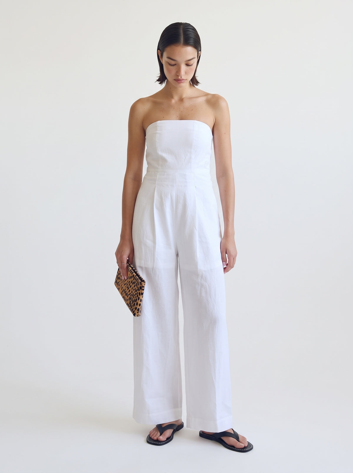 Linen blend Strapless jumpsuit