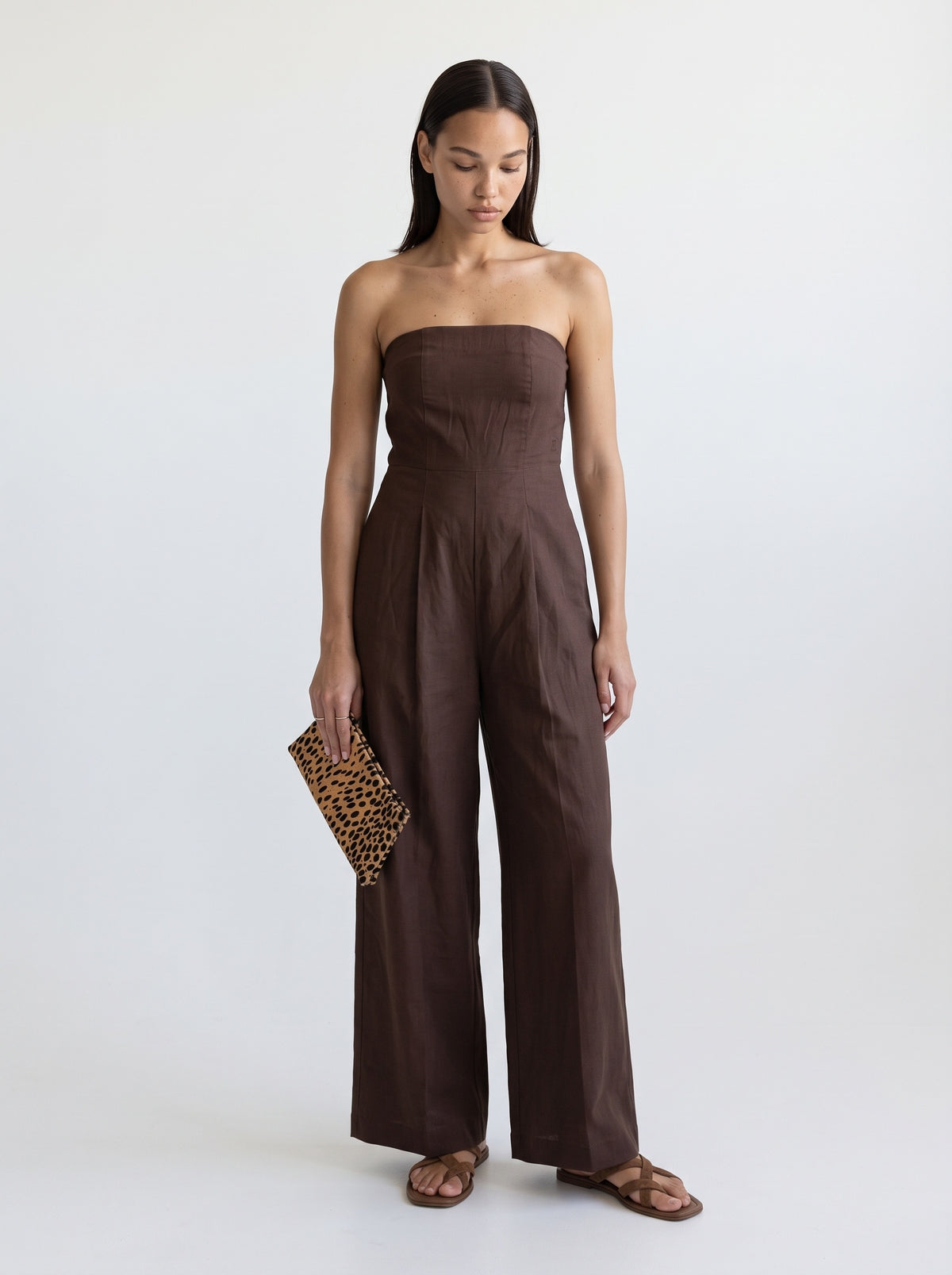 Linen blend Strapless jumpsuit