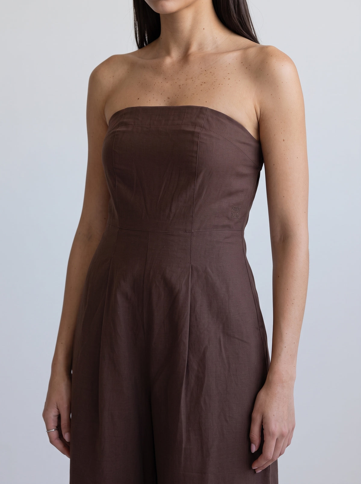 Linen blend Strapless jumpsuit