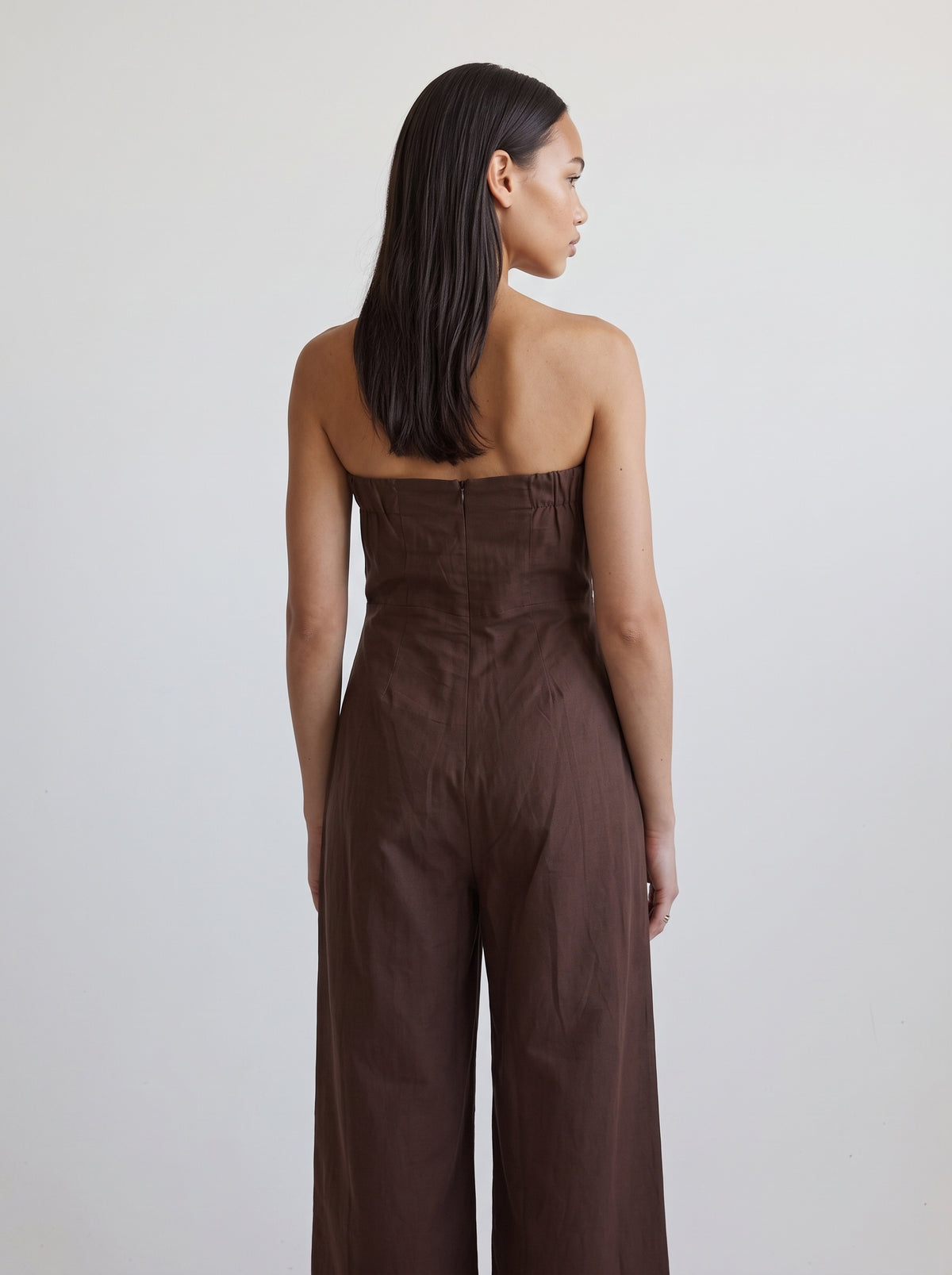 Linen blend Strapless jumpsuit