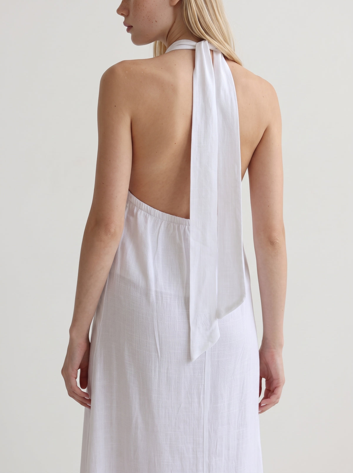Collar open back maxi dress