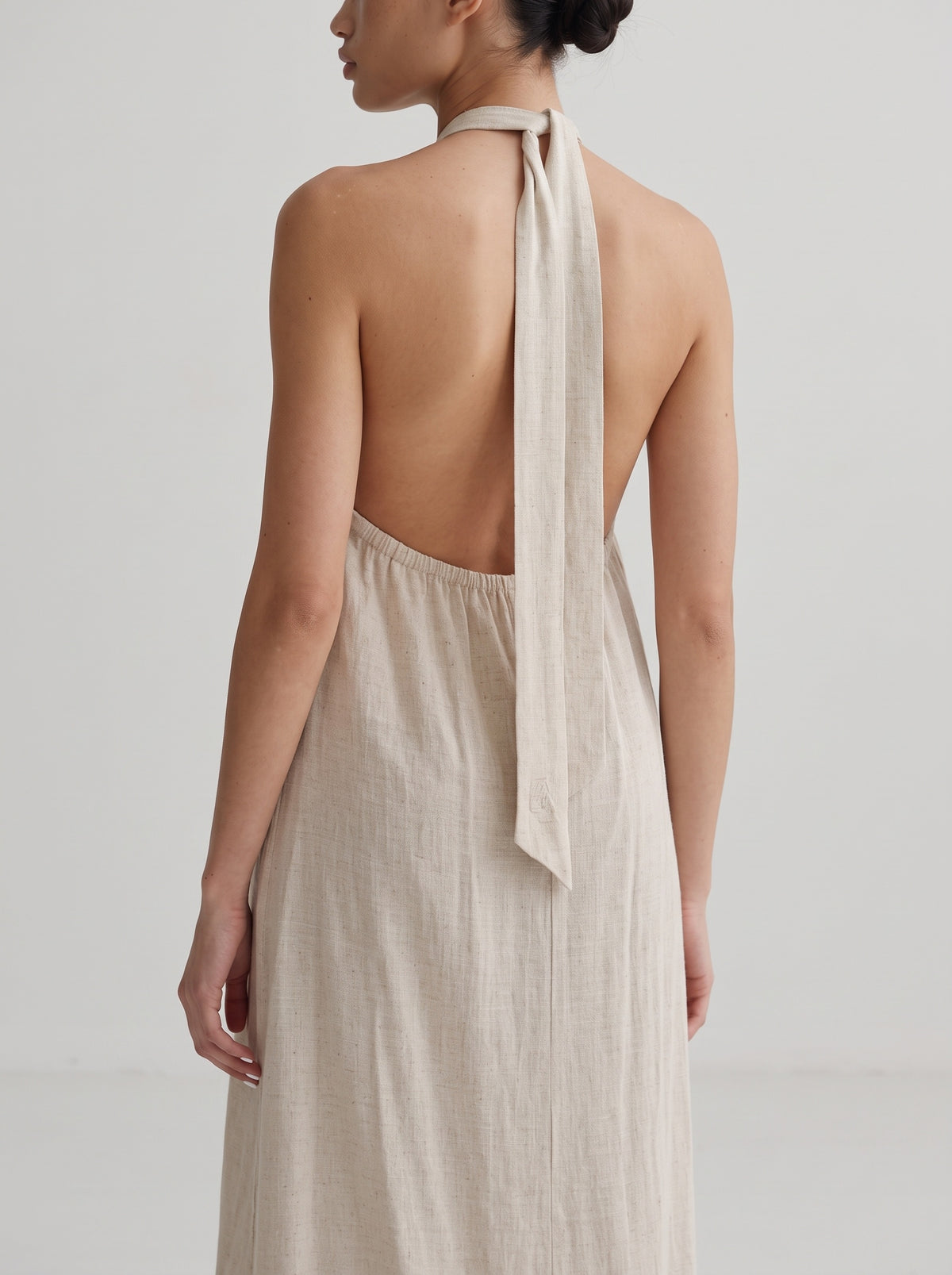 Collar open back maxi dress