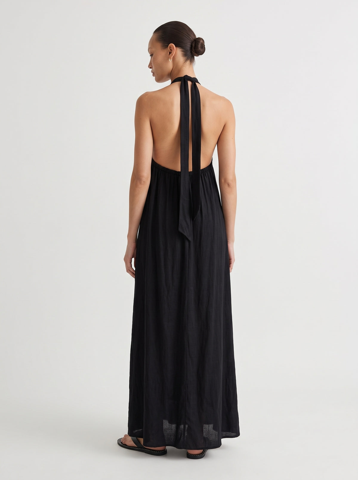 Collar open back maxi dress