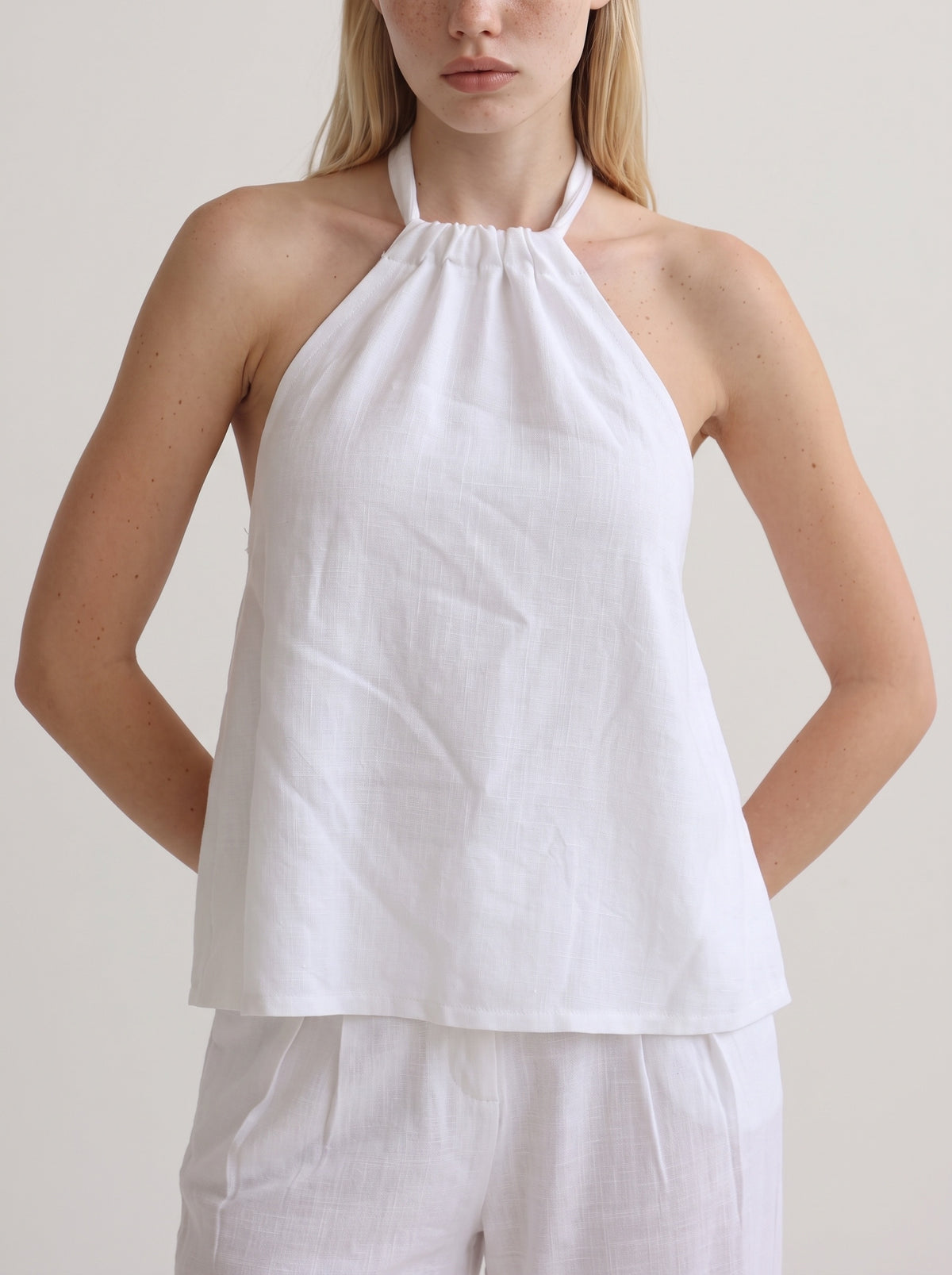 Collar open back tank top
