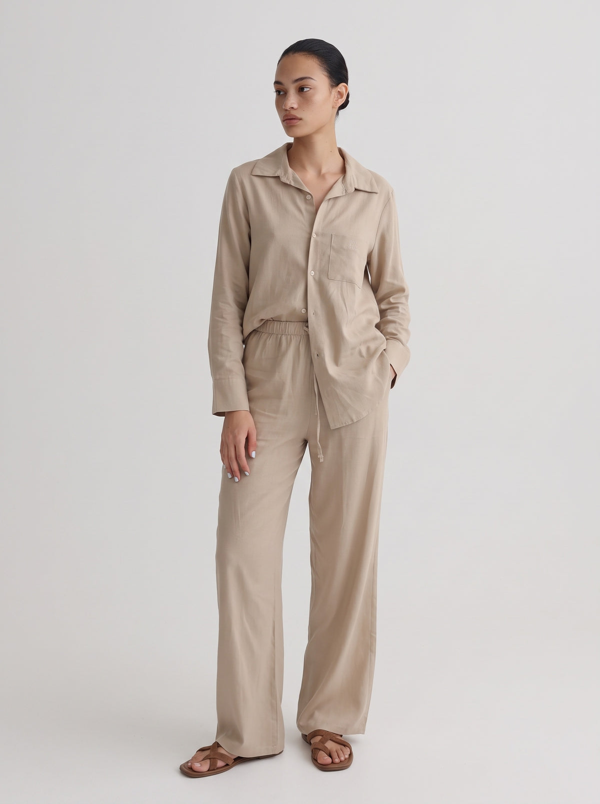 Relaxed fit linen pants