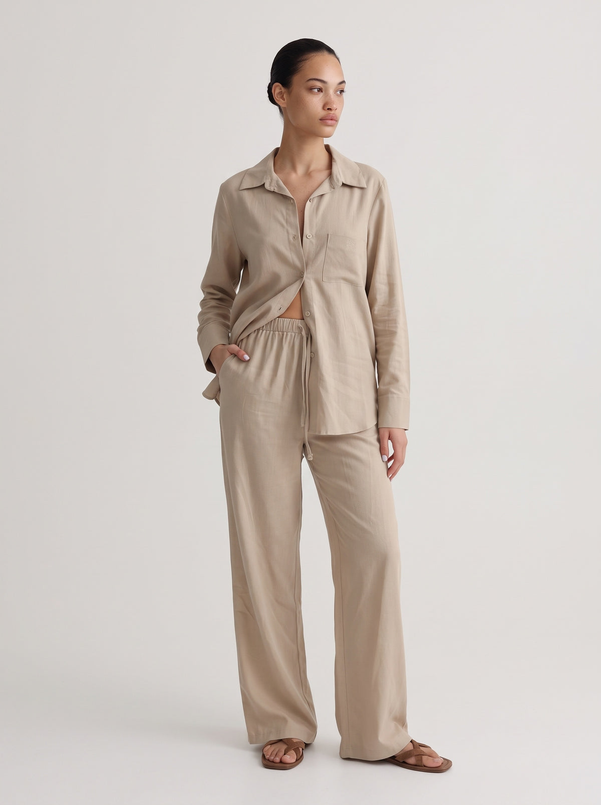 Relaxed fit linen pants
