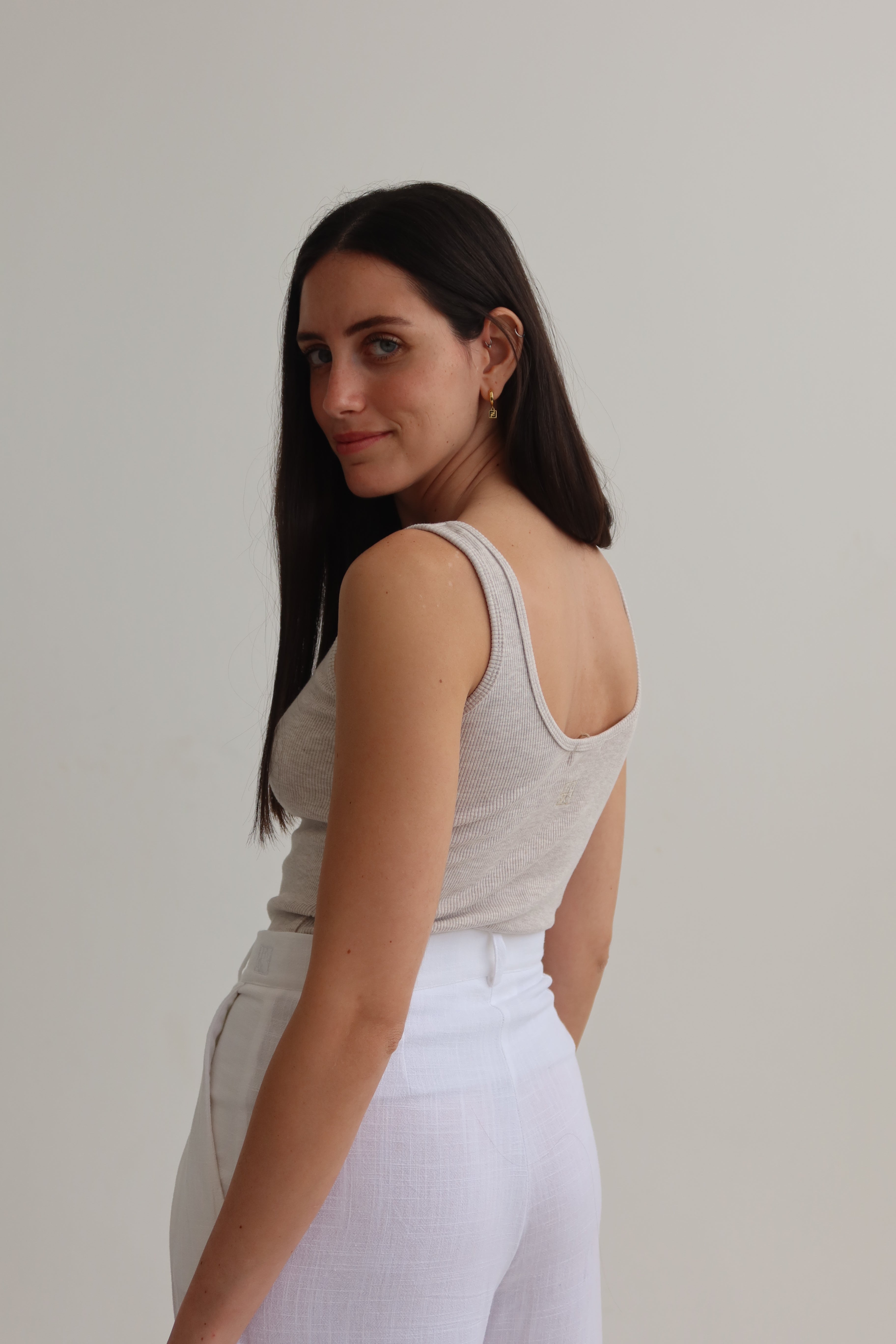 stone ribbed tank top