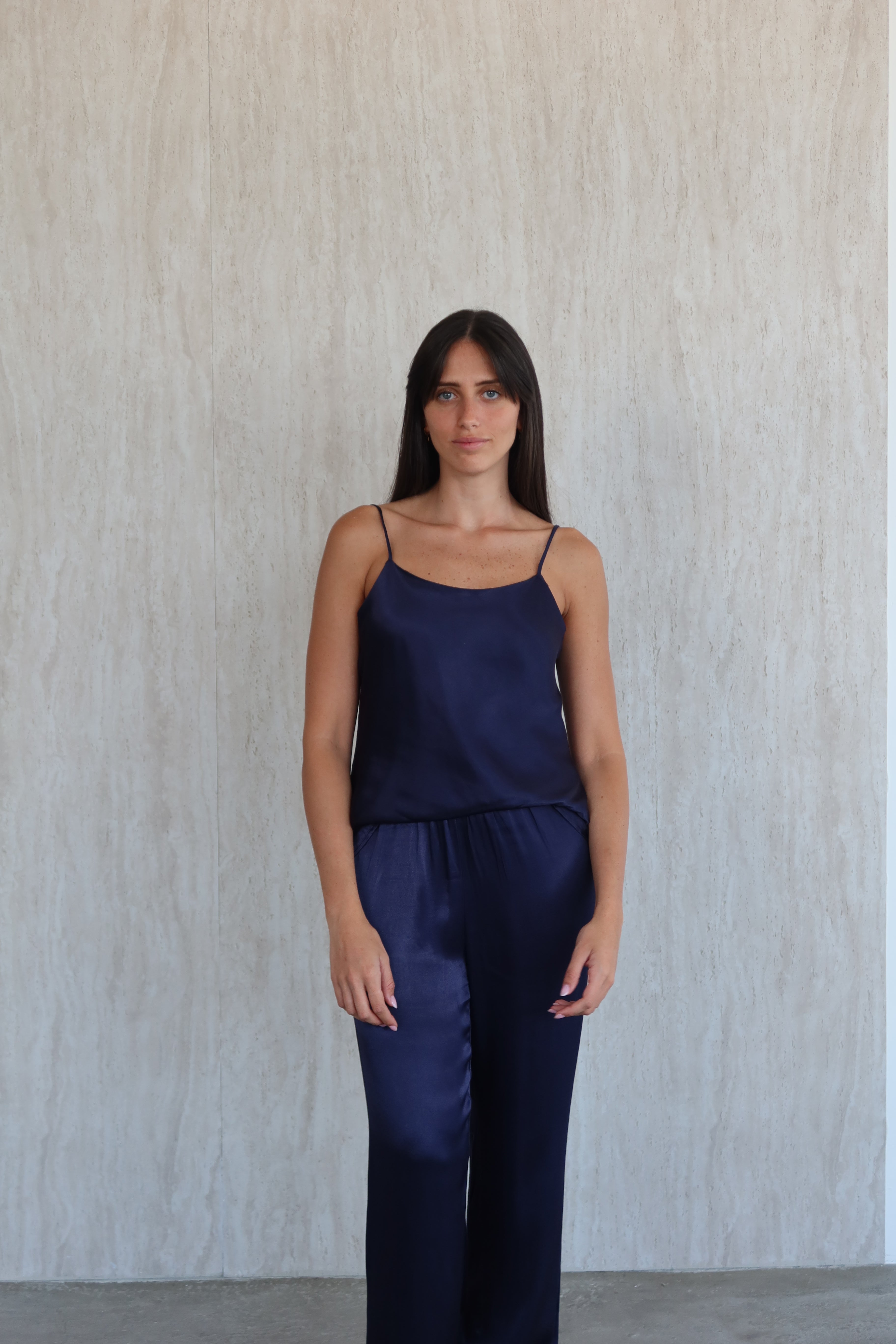 Satin slip camisole - navy