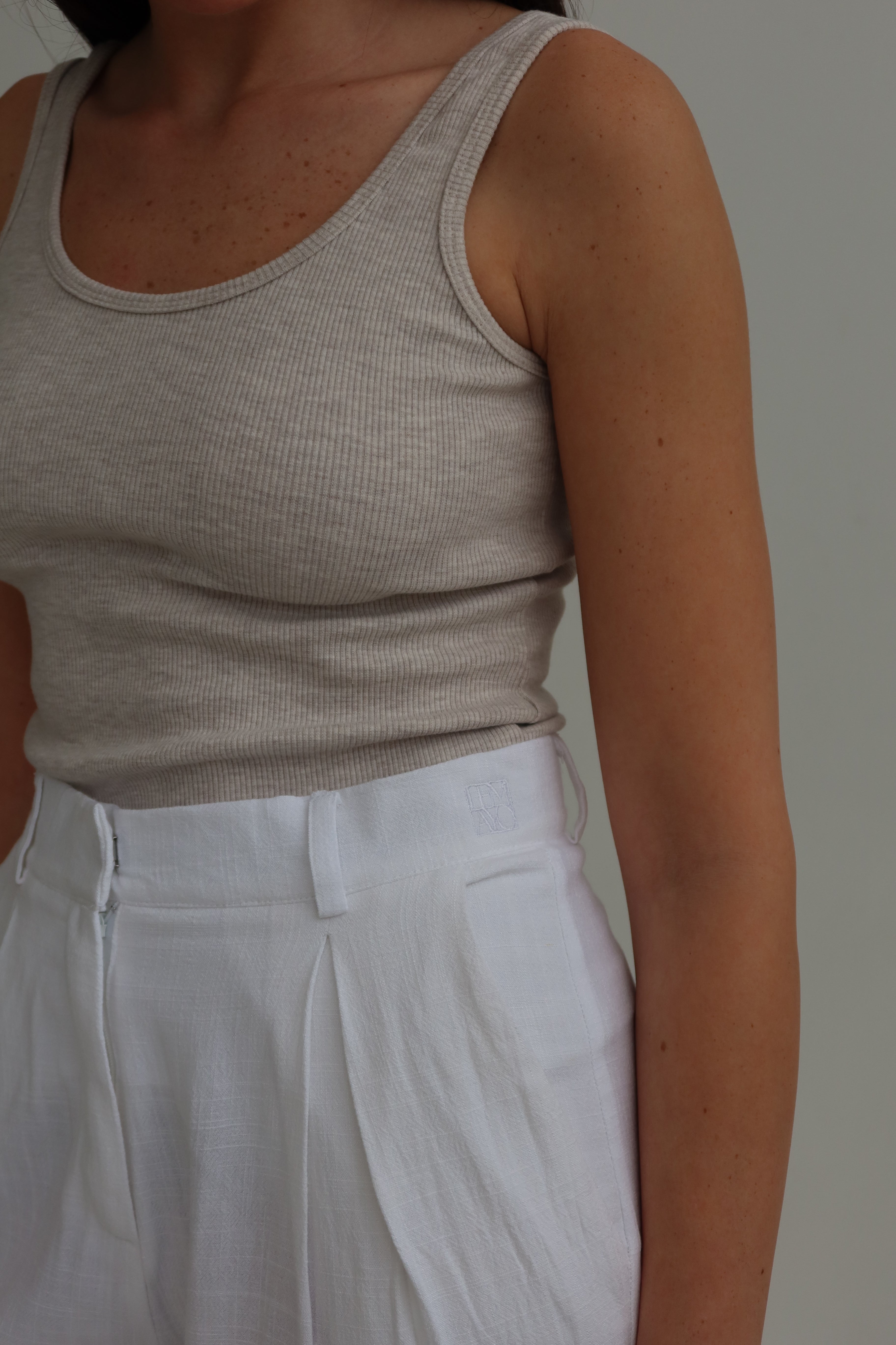 stone ribbed tank top