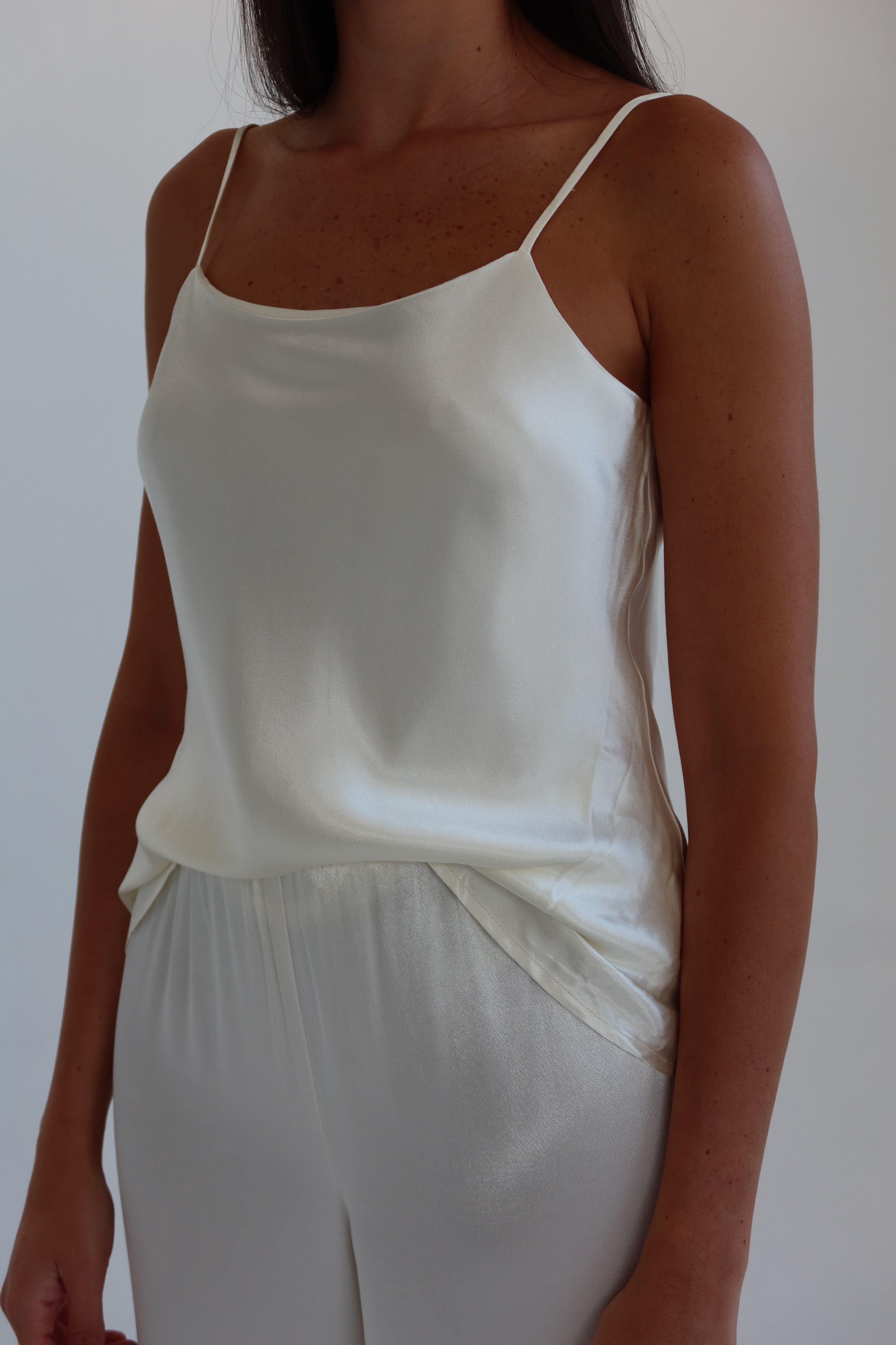 Satin slip camisole - pearl