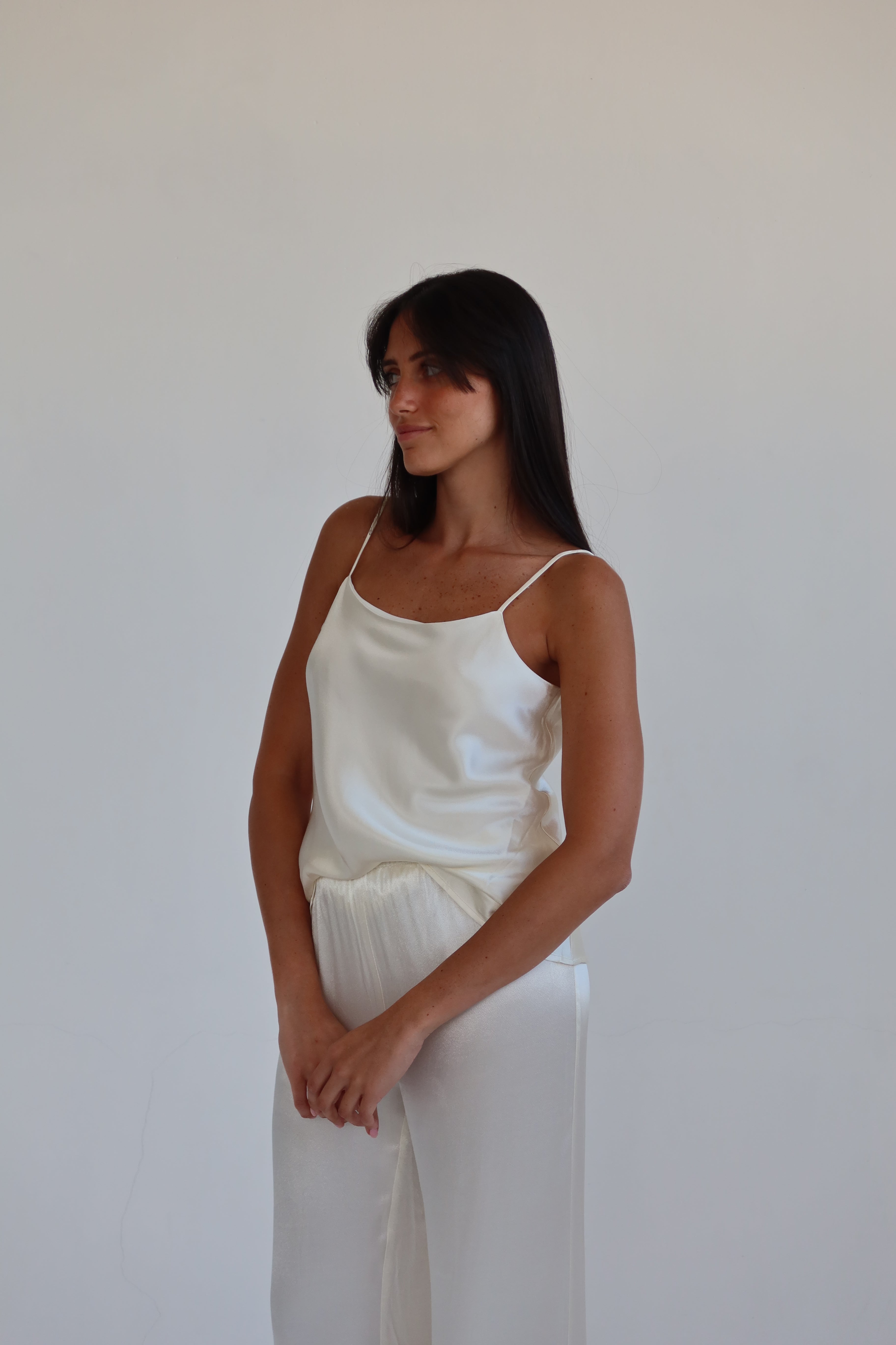 Satin slip camisole - pearl