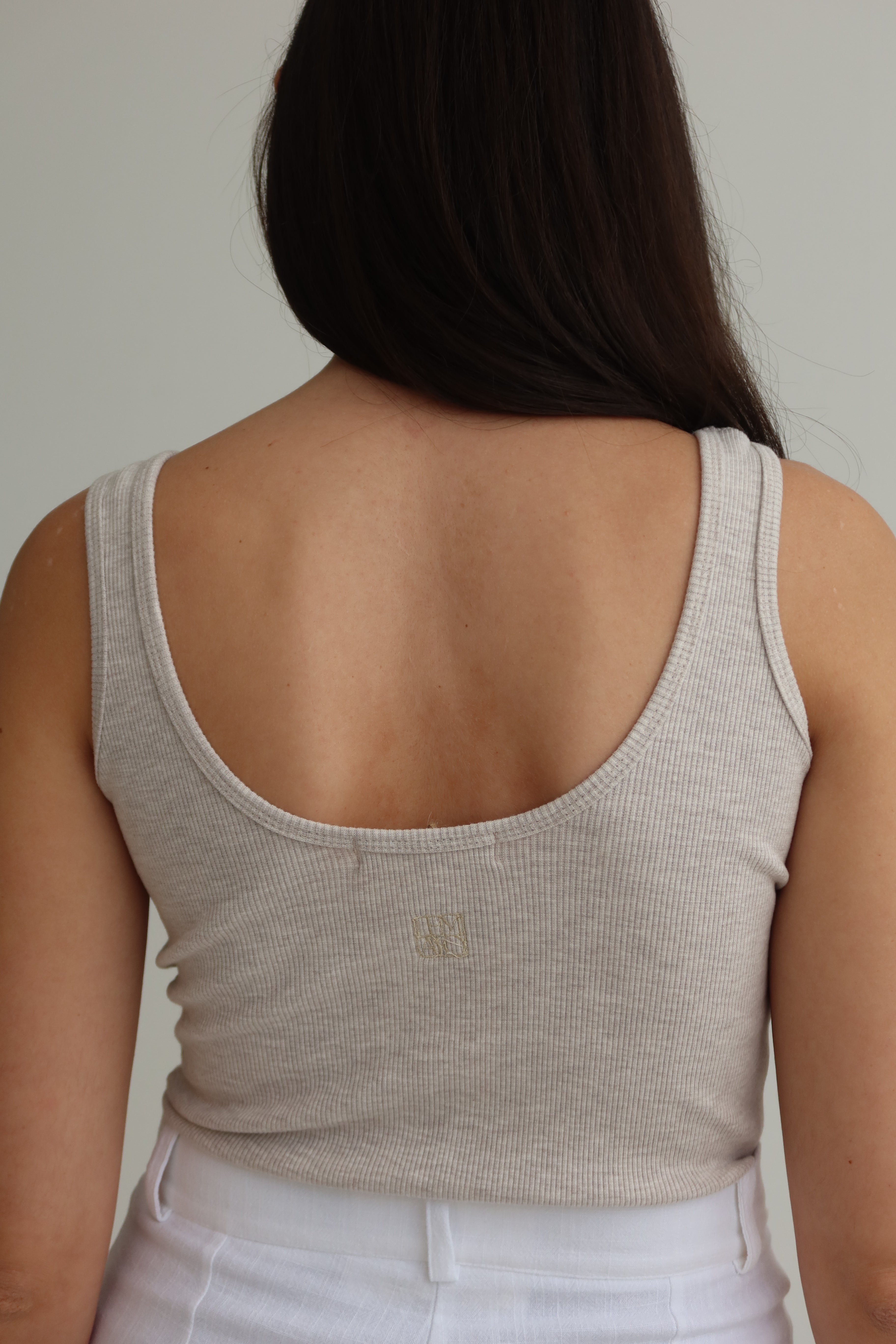 stone ribbed tank top