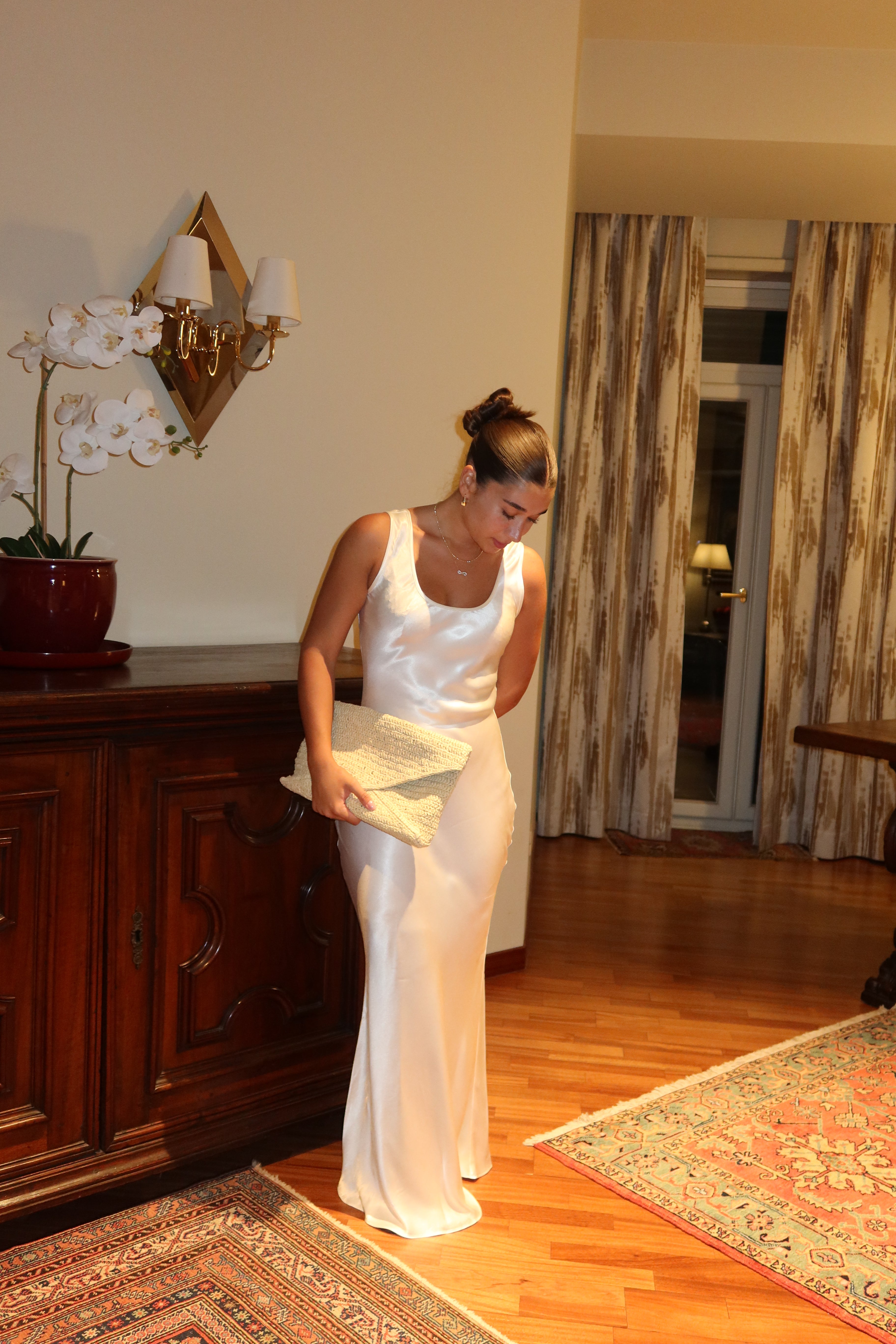 Satin Scoop Neck Maxi Dress